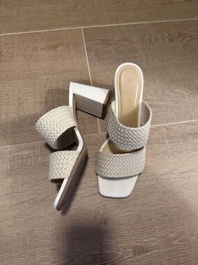 H&M Braided Double-Strap Block Heel Mules - Cream